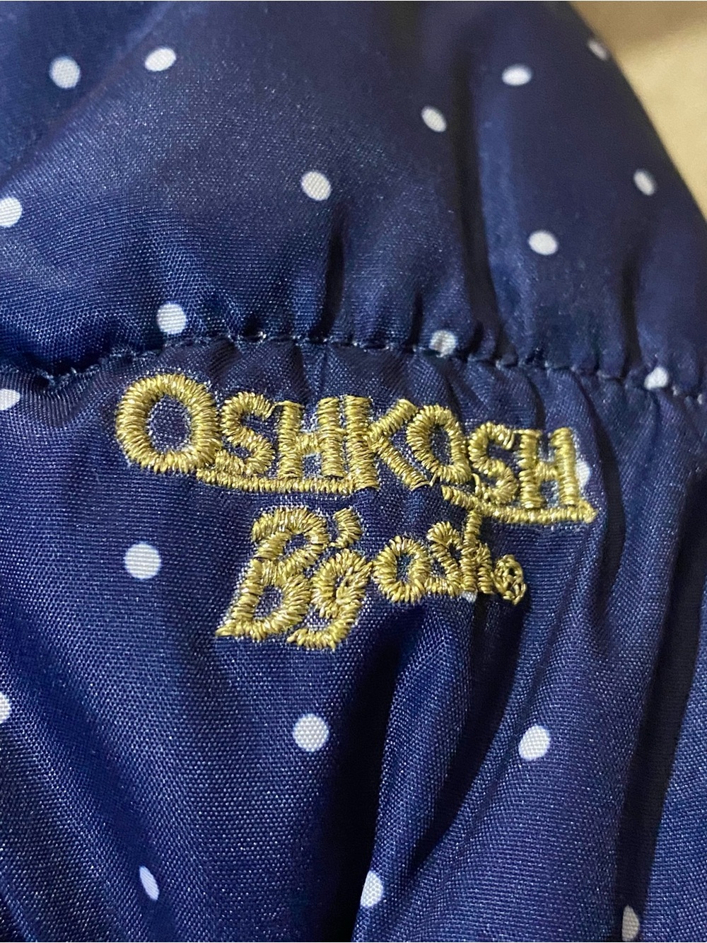 OshKosh B’gosh Girls Puffer Coat 4T Navy Polka Dot Fleece Lined Hood Winter - Picture 6 of 8